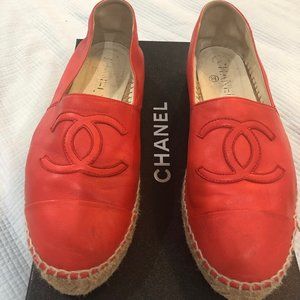 Red Chanel Leather Espadrilles Size 40